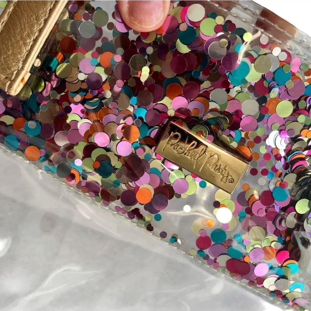 Packed Party Little Bit of Party Kids Tote Clear Confetti Glitter Gold Handles